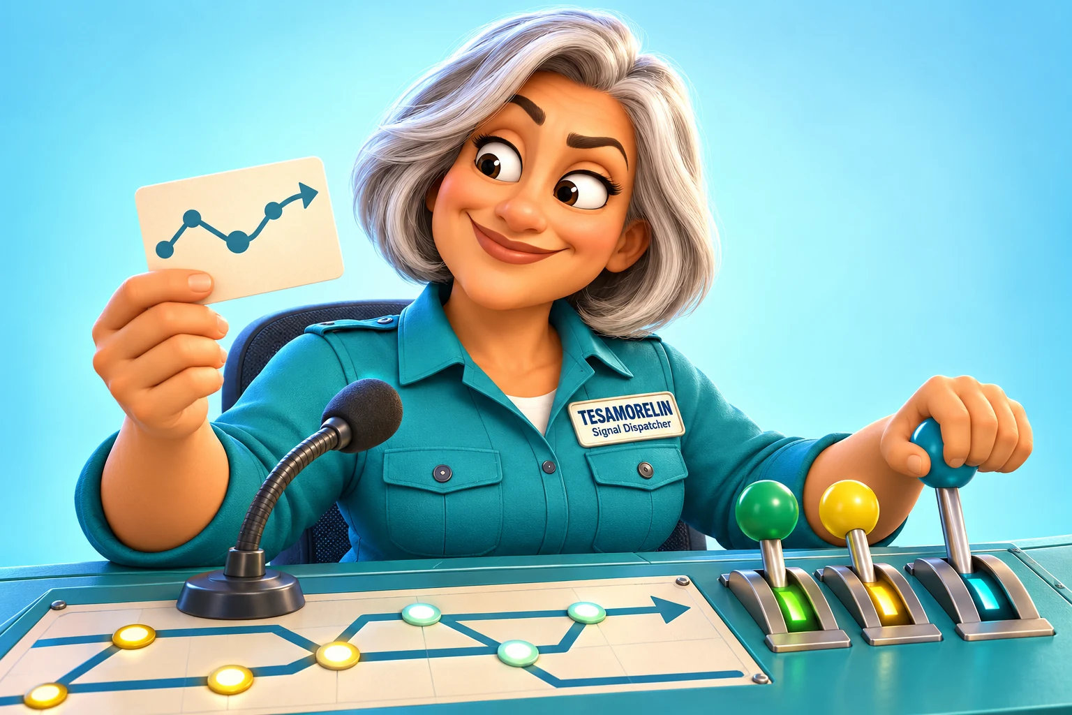 Fictional visual analogy for Tesamorelin